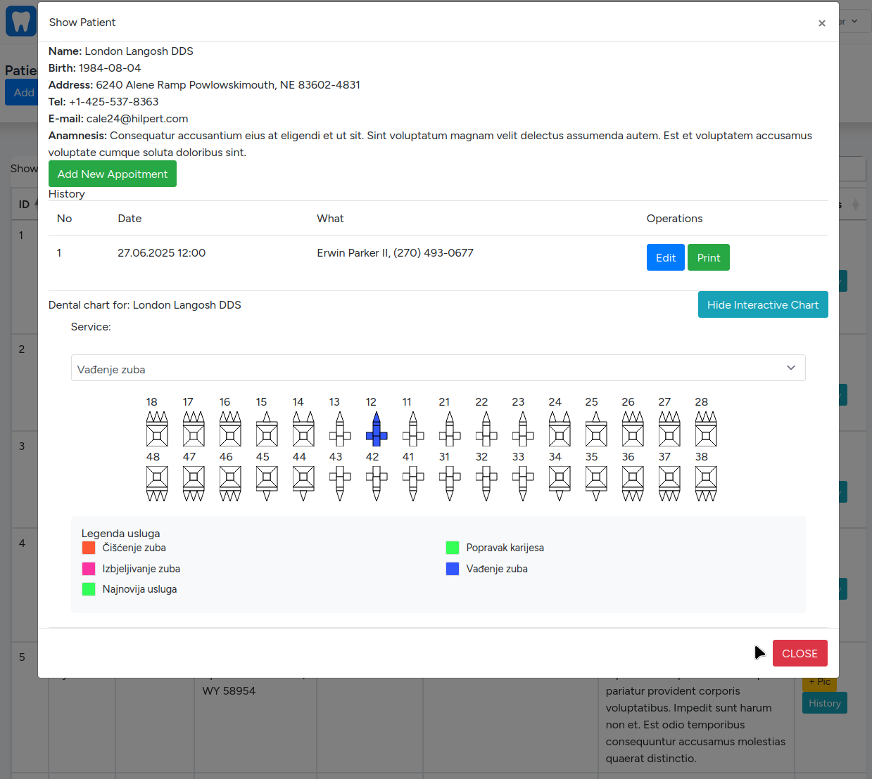 Patient Management Screenshot